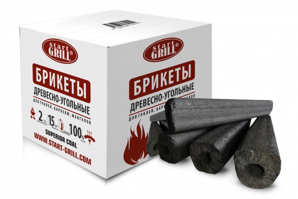 Брикеты древесно-угольные 5 кг в коробке от компании Каркуша - фото 1