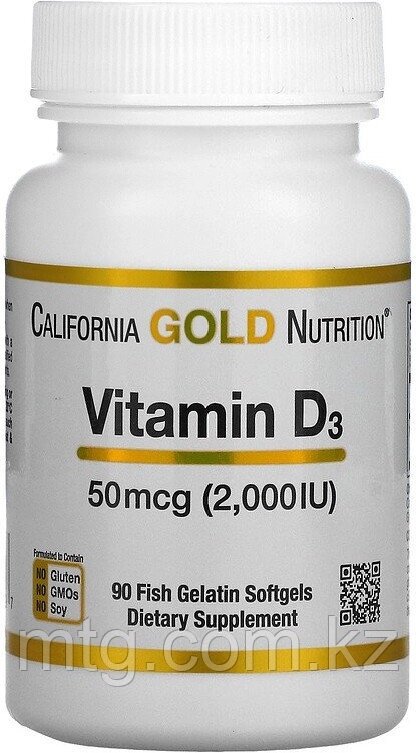 California Gold Nutrition Витамин D3 50 мкг 2000 МЕ 90 капсул от компании Каркуша - фото 1