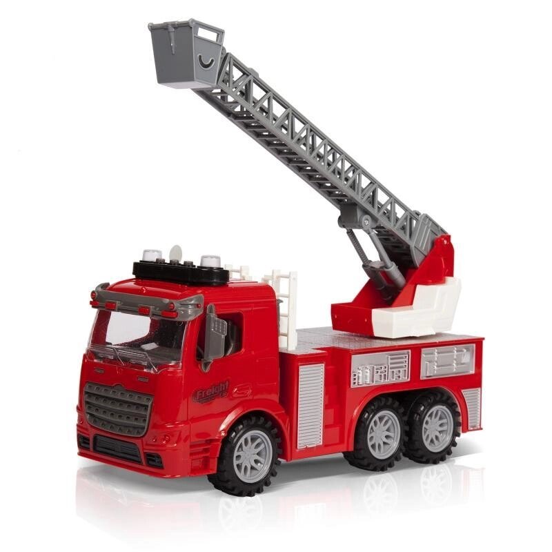HAC1608-127 Фрикционная игрушка Handers "Пожарная машина: Автолестница" (30 см, подвижн. лестница, свет, звук) от компании Каркуша - фото 1