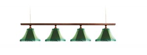 Лампа Классика 1 4пл. сосна (3, бархат зеленый, бахрома желтая)