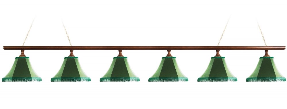 Лампа Классика 1 6пл. сосна (№4, бархат зеленый, бахрома зеленая) от компании Каркуша - фото 1