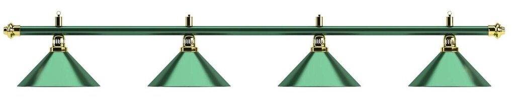 Лампа на четыре плафона «Allgreen» D35 (зелёная штанга, зелёный плафон D35см) от компании Каркуша - фото 1