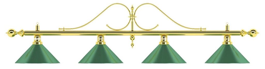 Лампа на четыре плафона «Classic» (витая золотистая штанга, зеленый плафон D35см) от компании Каркуша - фото 1