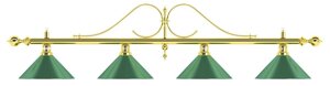 Лампа на четыре плафона «Classic»витая золотистая штанга, зеленый плафон D35см)