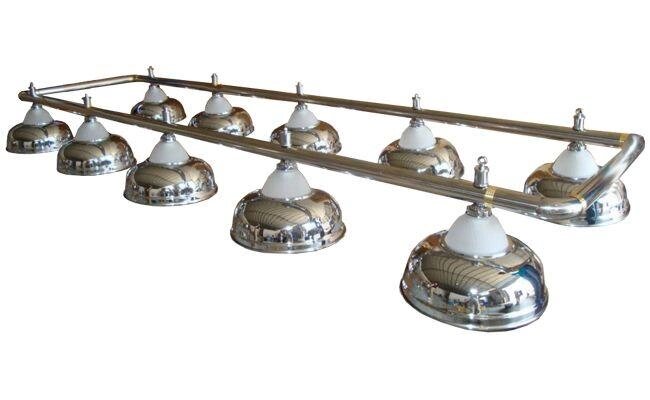 Лампа на десять плафонов «Crown» (серебристая штанга, серебристый плафон D38см) от компании Каркуша - фото 1
