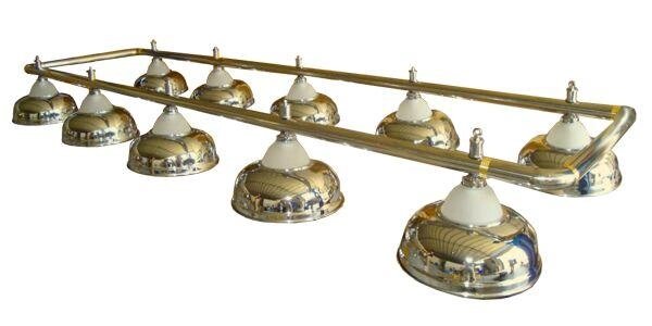 Лампа на десять плафонов «Crown» (серебряная штанга, золотистый плафон D38см) от компании Каркуша - фото 1