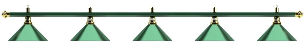 Лампа на пять плафонов «Allgreen» (зелёная штанга, зелёный плафон D35см) от компании Каркуша - фото 1