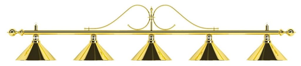 Лампа на пять плафонов «Classic» (витая золотистая штанга, золотистый плафон D35см) от компании Каркуша - фото 1