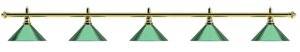 Лампа на пять плафонов «Evergreen»золотистая штанга, зеленый плафон D35см)
