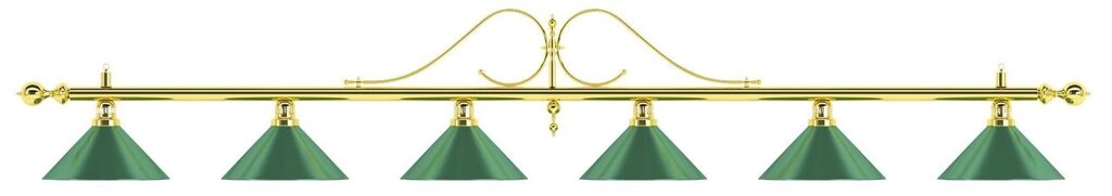 Лампа на шесть плафонов «Classic» (витая золотистая штанга, зеленый плафон D35см) от компании Каркуша - фото 1