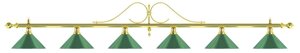 Лампа на шесть плафонов «Classic»витая золотистая штанга, зеленый плафон D35см)