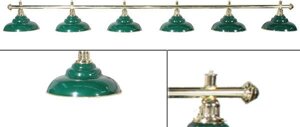 Лампа на шесть плафонов «Ravena»золотистая штанга, зеленый плафон D38см)