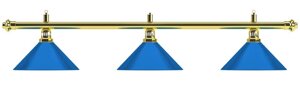 Лампа на три плафона «Blue Light»золотистая штанга, синий плафон D35 см)