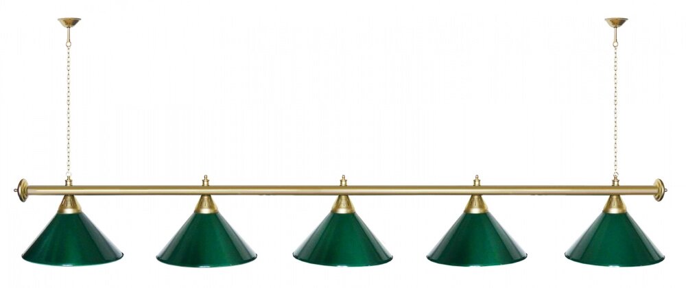 *Лампа STARTBILLIARDS 5 пл., штанга золото (плафоны зеленые) от компании Каркуша - фото 1