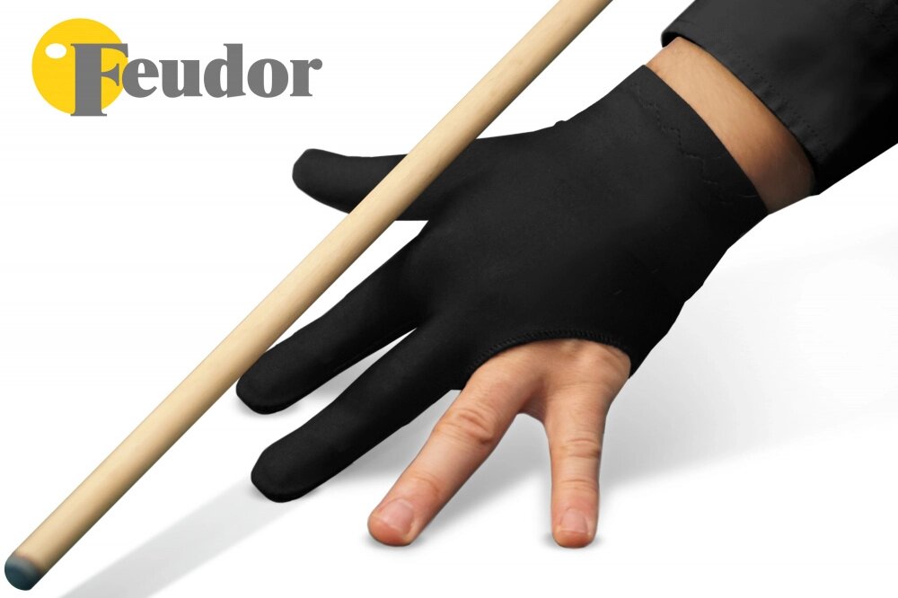 Перчатка-бильярдная Feudor Standard black M/L от компании Каркуша - фото 1