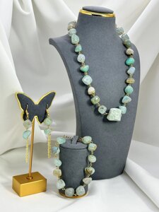 Набор Amazing из амазонита, ожерелье, браслет, серьги