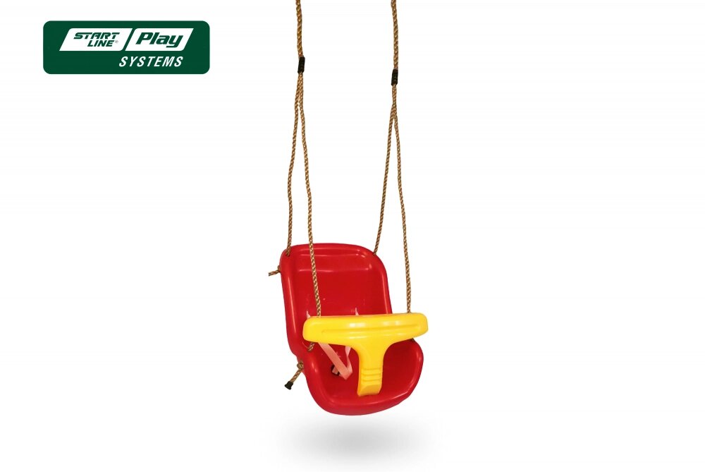 Пластиковое сиденье для качели с фиксацией красно-желтое от компании Каркуша - фото 1