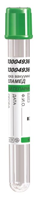 Пробирка вакуумная ЕЛАМЕД LH. 13100, номинальная вместимость, мл: 5; 6. Зеленая крышка от компании Каркуша - фото 1