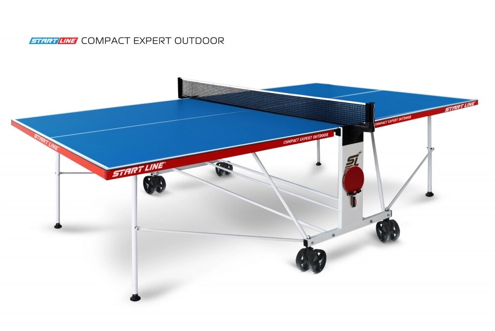 Стол теннисный Compact EXPERT 4 Всепогодный Синий от компании Каркуша - фото 1