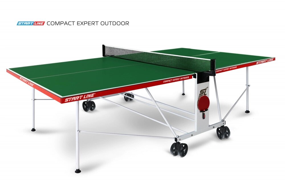 Стол теннисный Compact EXPERT 4 Всепогодный Зелёный от компании Каркуша - фото 1