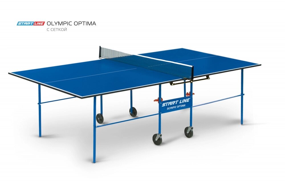 Стол теннисный Olympic Optima Синий с сеткой от компании Каркуша - фото 1