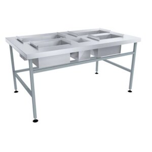 Стол для доочистки картофеля ПищТех СРОд 1350х800х700 (5 нерж. ёмк. 2 съёмные) каркас: труба окрашенная