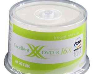 Dvd+/-R PRINT RITEK 4"7g 16x 50 упак принтейбл