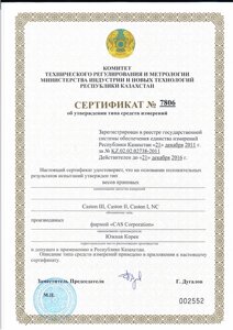Сертификат на крановые весы «CAS»