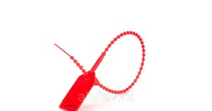 Plastic pull up seal red color/Пластиковый хомут с биркой красного цвета