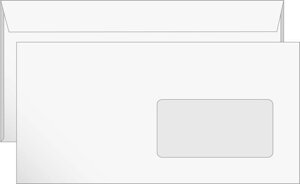 Конверты Евро DL 110x220мм., белый, отрыв. полоса по длинной стор. тангир, окно 45х90mm