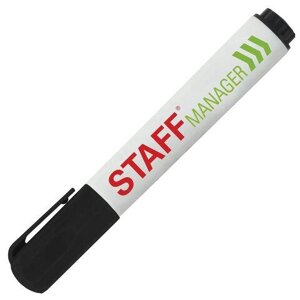 Маркер стираемый для белой доски ЧЕРНЫЙ, STAFF "Manager", 5 мм, с клипом