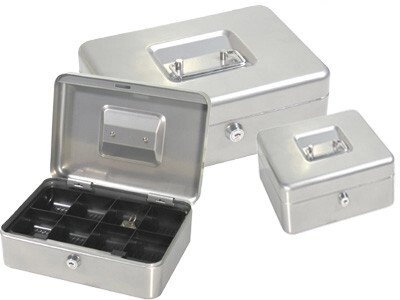 Ящик для денег, 300x240x90мм, 2ключа, серый стальной Profi. Office - распродажа