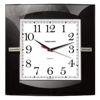 Часы d=320х320мм, квадратные, черные, минеральное стекло Часпром - опт