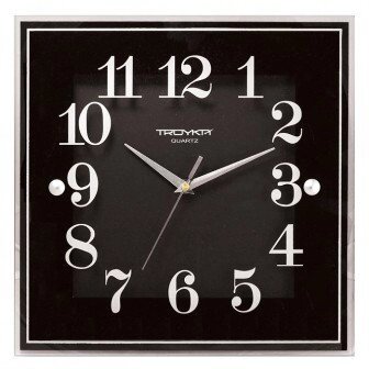 Часы d=320х320мм, квадратные, черные, минеральное стекло Часпром - доставка