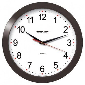 Часы d=290мм, круглые, белые, черный корпус, минеральное стекло Часпром - опт