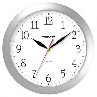 Часы d=290мм, круглые, белые, серебристый корпус, минеральное стекло Часпром - выбрать