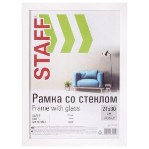 Рамка 21х30 см белая STAFF "Grand", багет 18 мм, стекло, МДФ, 391207 Рамка 21х30 см белая STAFF "Grand",