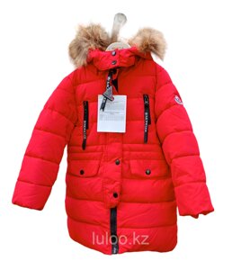 Зимняя куртка "Moncler" для девочек и мальчиков от 4 до 6 лет, красная.