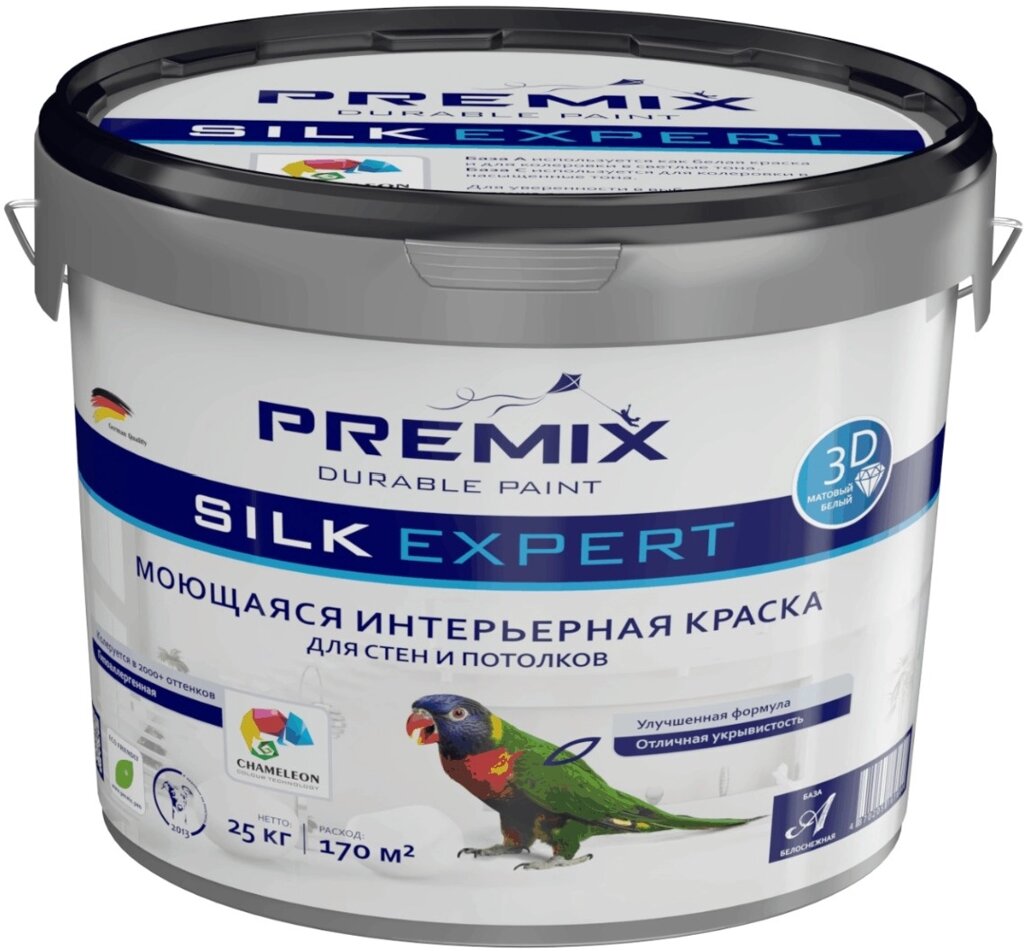 Краска интерьерная акриловая стойкая к мытью. Premix Silk Expert25 кг от компании Торговый дом стройматериалов «ТИЫН» - фото 1