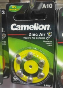 Батарейки для слуховых аппаратов Camelion A10