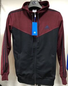 Костюм спортивный мужской Adidas с капюшоном черный-бордовый/черный