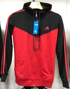 Костюм спортивный мужской Adidas с капюшоном красный-черный/черный 09