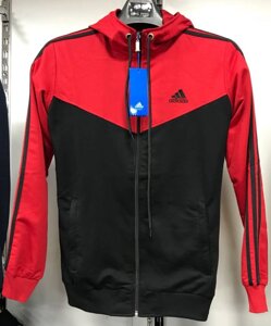 Костюм спортивный мужской Adidas с капюшоном красный-черный/черный