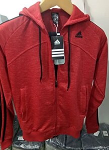 Костюм спортивный мужской Adidas с капюшоном красный меланж