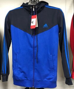 Костюм спортивный мужской Adidas с капюшоном синий-черный/черный