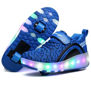 Роликовые кроссовки Aimoge LED Light Blue Black