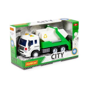 "Сити", автомобиль-контейнеровоз инерционный (со светом и звуком) (зелёный) (в коробке) 86198