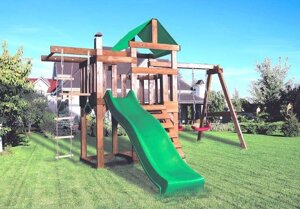 Детская игровая площадка BABYGARDEN PLAY 6 LG с турником, веревочной лестницей и светло зеленой горкой