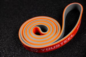 Длинные резиновые двухцветные петли с сопротивлением от 3 до 79 кг YouSteel (Серо-Оранжевый, 2080х4,5х22 мм,