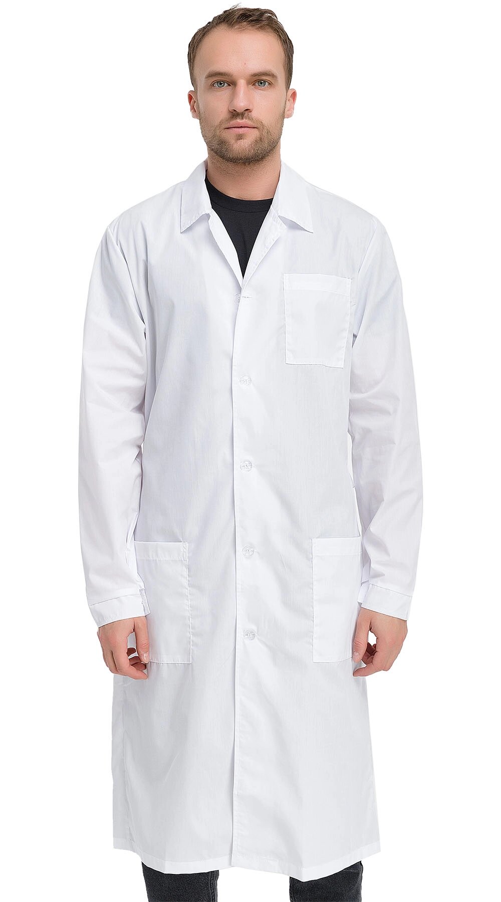 Халат медицинский мужской  длинный рукав, цвет белый от компании «TULPAR» — Спецодежды - фото 1